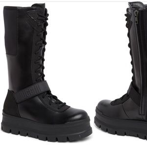 UGG FLYNN Black Lace Platform Boots NEW sz 10